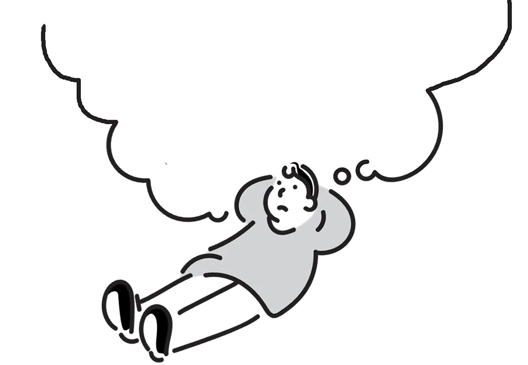 想像をする男性のイラスト