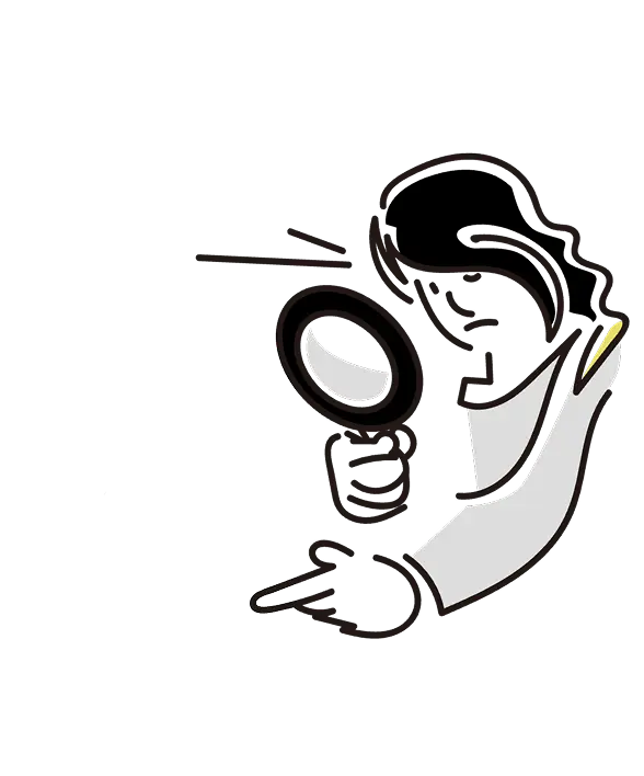 虫眼鏡を使用する女性のイラスト